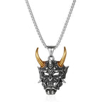 Dark Retro Japanese Prajna Mask Necklace