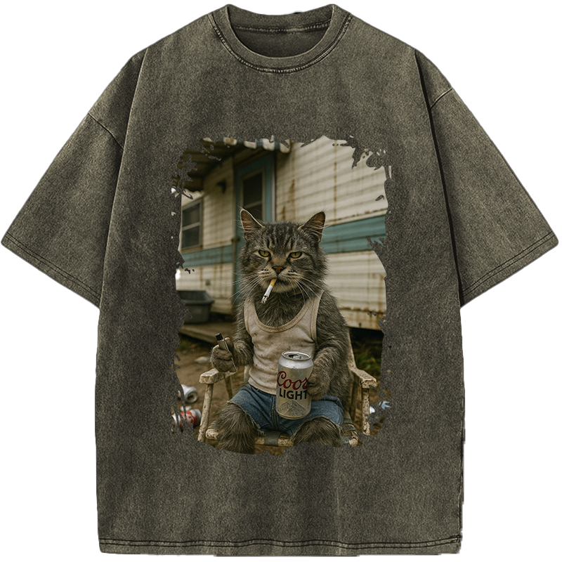 Unisex Surviving Not Thriving Decadent Cat Vintage Washed T-Shirt