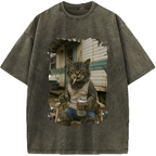 Unisex Surviving Not Thriving Decadent Cat Vintage Washed T-Shirt
