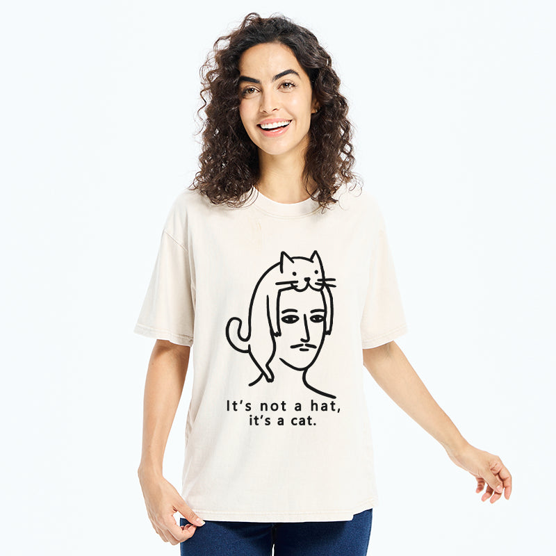 Unisex Not Hat It’s A Cat Washed T-Shirt
