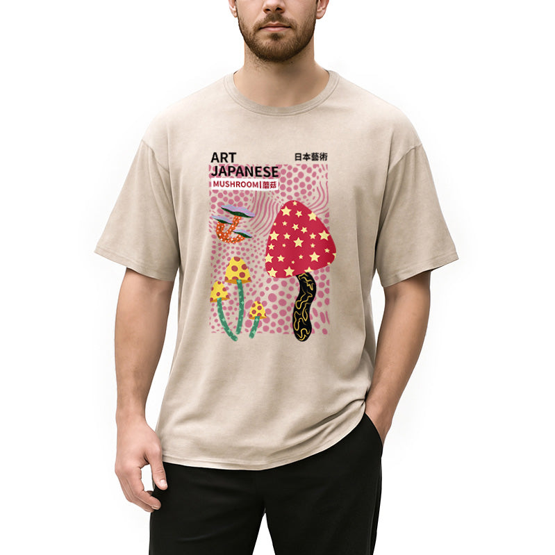 Japanese Art Mushroom Vintage Washed T-Shirt