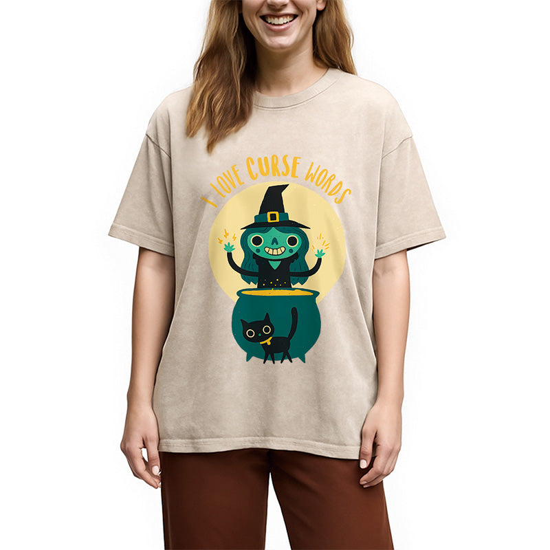 Witch I Love Curse Words Washed T-Shirt