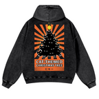 Christmas Tree Vintage Washed Cotton Back Art Hoodie