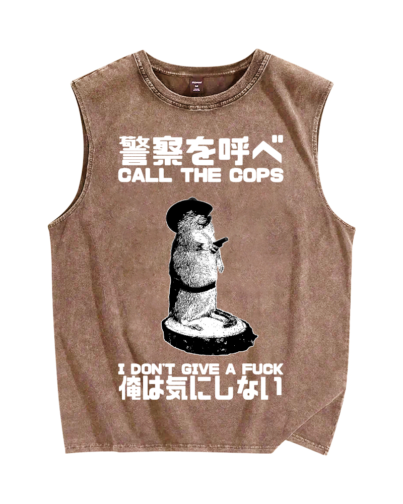 Call the cops I dont care Vintage Distressed Washed Tank Top