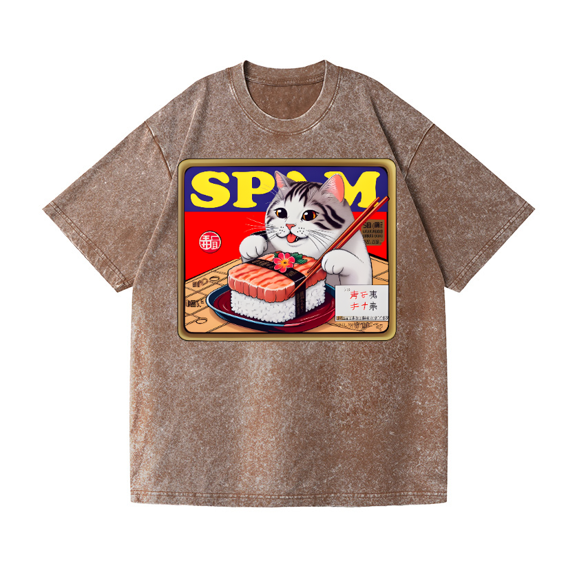 Sushi Cat Vintage Wash Japanese Design T-Shirt
