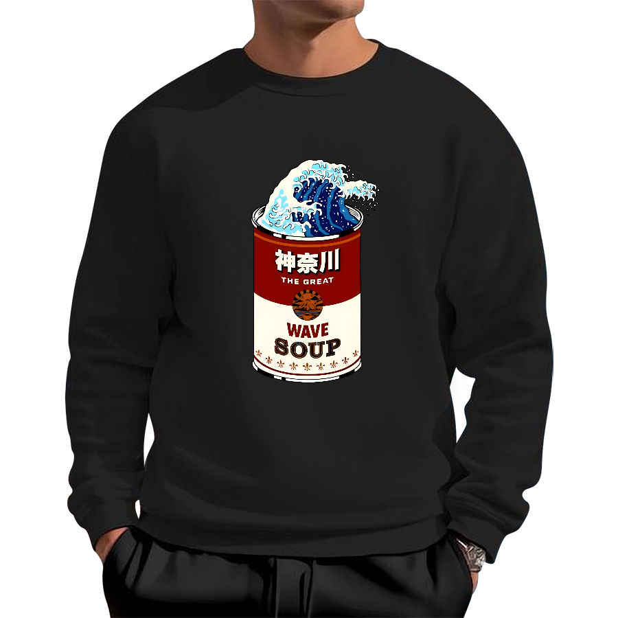 Kanagawa Retro Cotton Pullover Sweatshirt