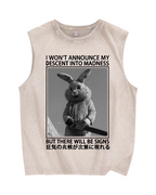 Rabbit Goes Into Madness Vintage Distressed Washed Tank Top