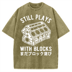 Funny Still Plays With Blocks Vintage Washed T-shirt
