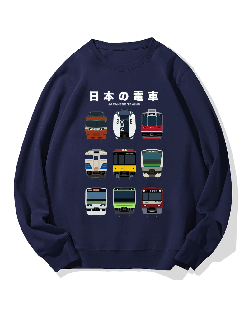 Japanese Trains Cotton Sweatshirt