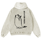 Fish Vintage Washed Cotton Back Art Hoodie