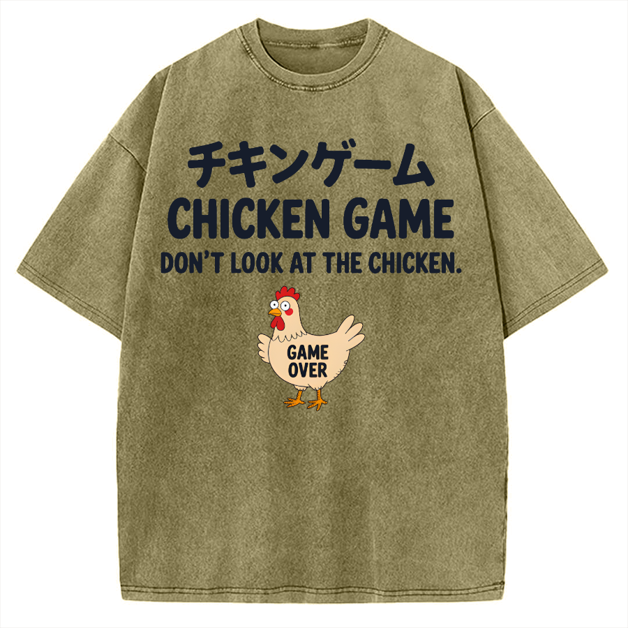 Chicken Game Funny Vintage Washed T-shirt