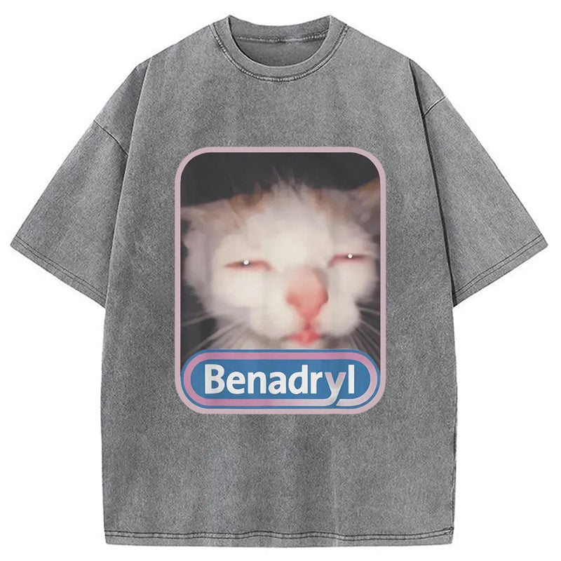 Benadryl Meme Cat Washed T-Shirt