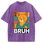 Funny Cat Bruh Meme Washed T-Shirt