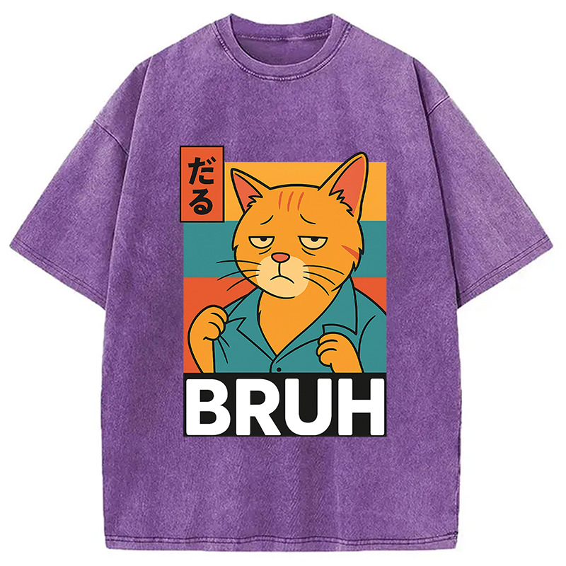 Funny Cat Bruh Meme Washed T-Shirt