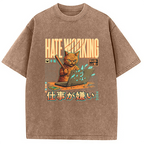A Cat That Hates Working Washed T-Shirt