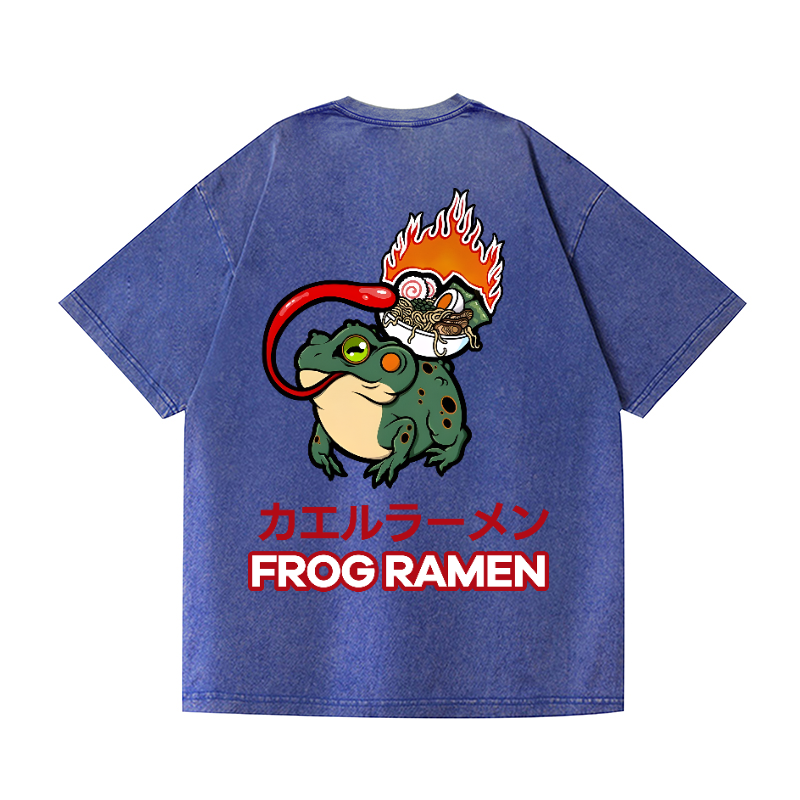 Frog Ramen Vintage Wash Japanese Design Back Art T-Shirt