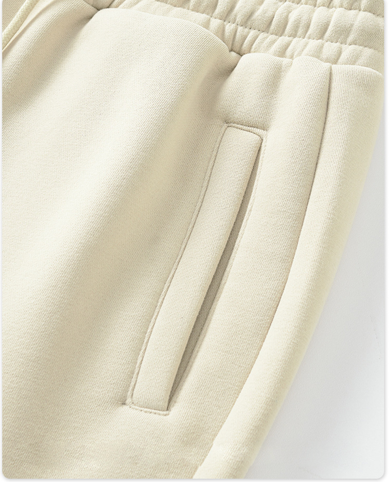 Unisex Solid Color Fleece Casual Tapered Pants