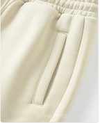 Unisex Solid Color Fleece Casual Tapered Pants