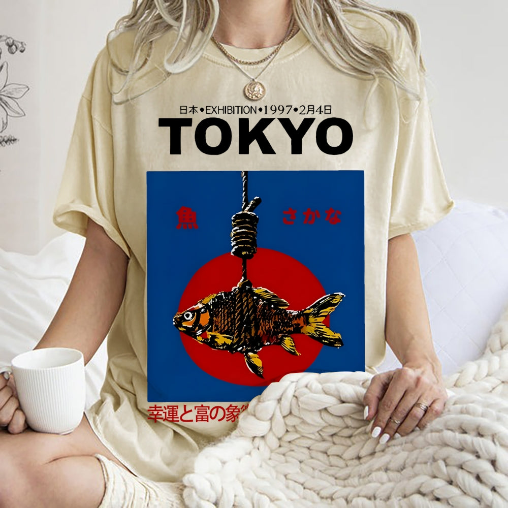 1997 Tokyo fish retro Japanese Vintage Washed T-shirt