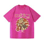 Cat Robot Vintage Wash Japanese Design T-Shirt
