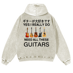 Guitars Vintage Washed Cotton Back Art Hoodie