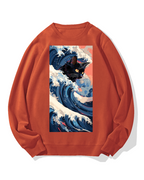 Cat of the Great Wave off Kanagawa Cotton Sweatshirt