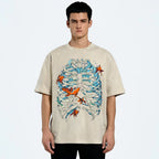 Fish & Wave Bone Art Vintage Cozy T Shirt