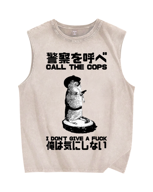 Call the cops I dont care Vintage Distressed Washed Tank Top