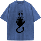 Unisex Cute Scratching Cat Vintage Washed T-Shirt