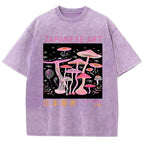 Japanese Art Pink Hallucinogenic Mushrooms Washed T-Shirt