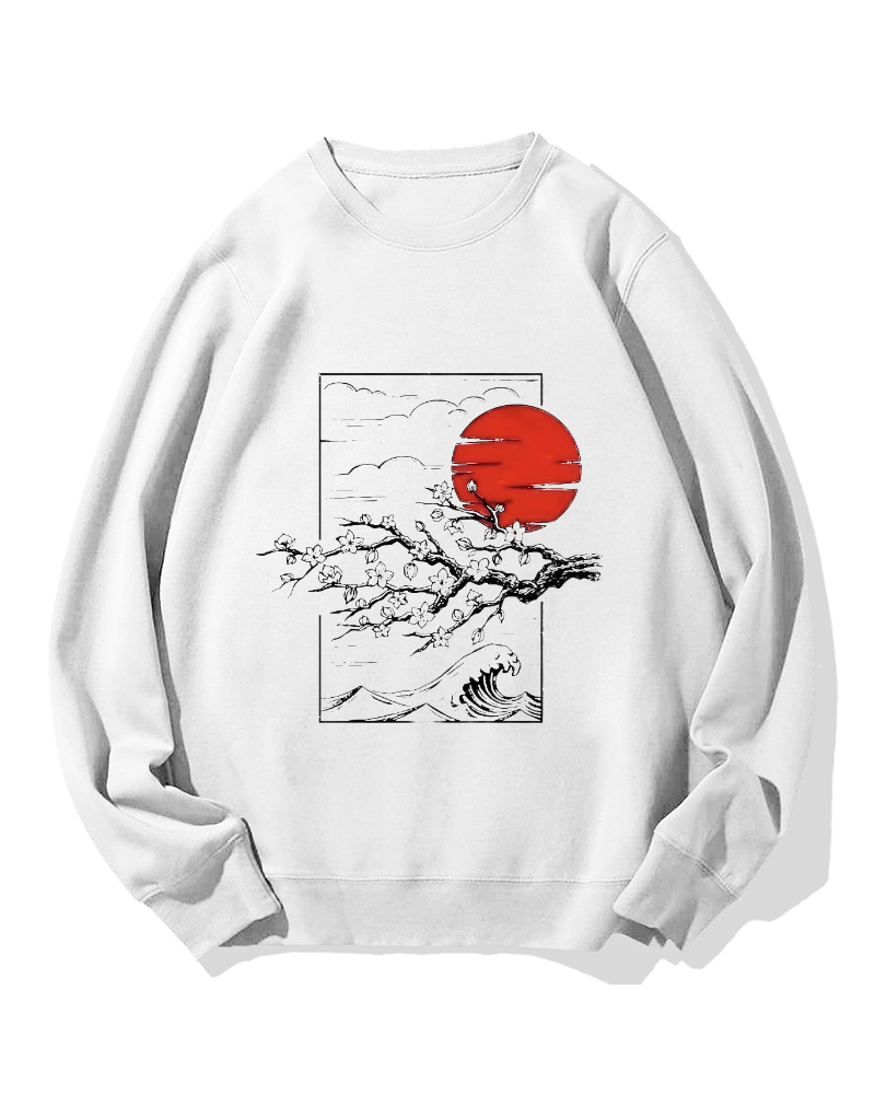 Japanese Sakura & hinomaru Cotton Sweatshirt