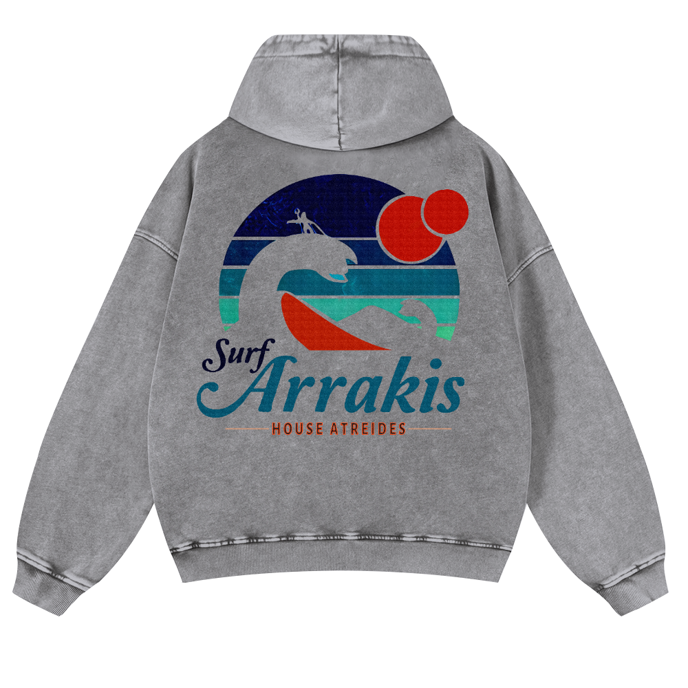 Surf Arrakis Vintage Washed Cotton Back Art Hoodie