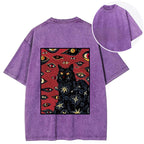 Mysterious Cat Back Washed T-Shirt