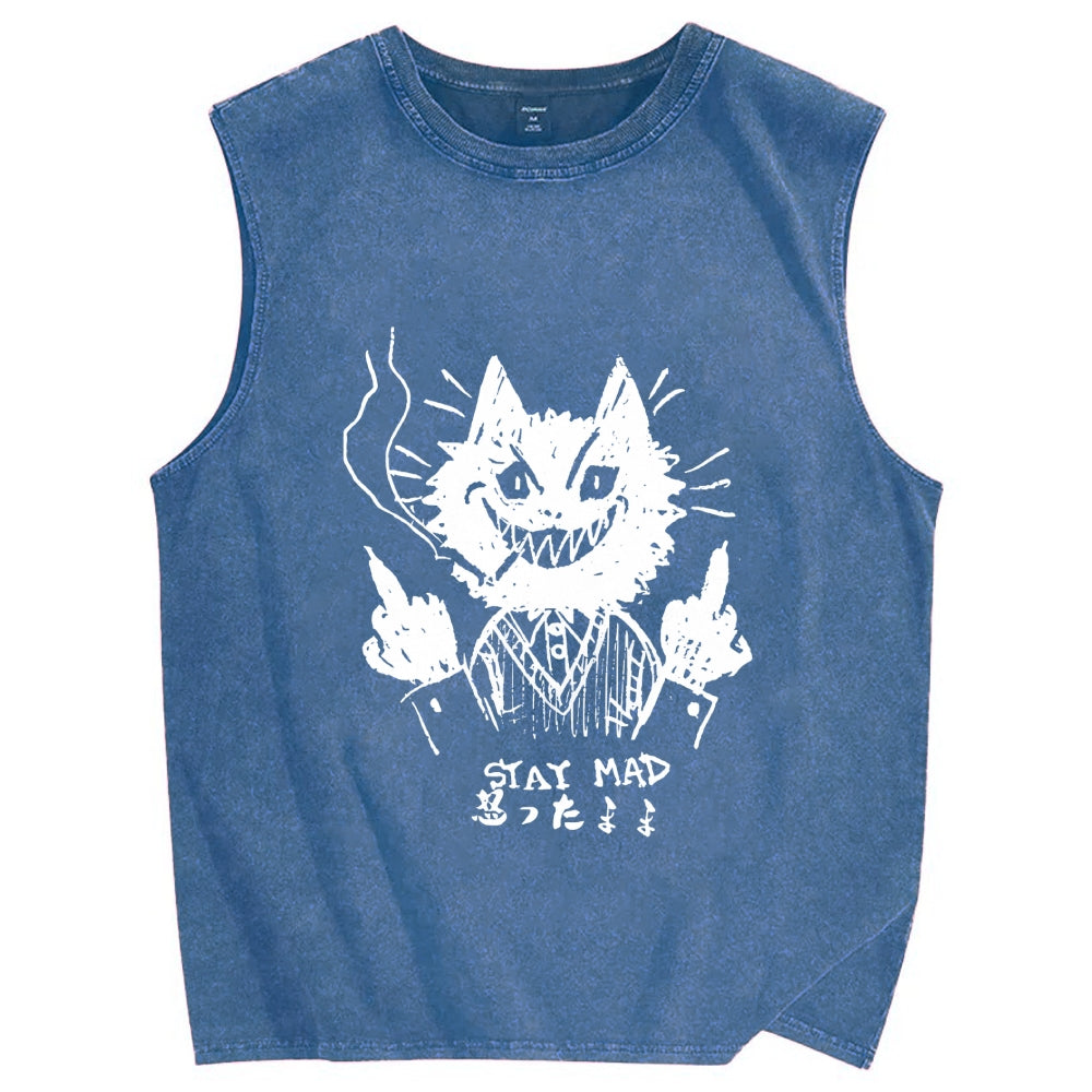 Stay Mad Vintage Distressed Washed Tank Top