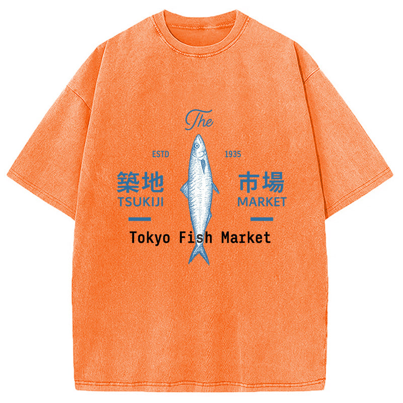 Tsukiji Tokyo Fish Market Vintage Washed T-Shirt