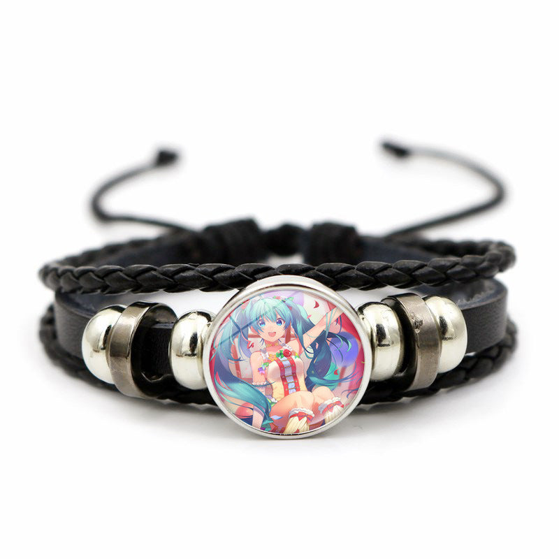 Hatsune Miku Anime Braided Leather Bracelet, Perfect Unisex Daily Gift