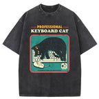 Professional Keyboard Cat Washed T-Shirt