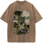 Unisex Surviving Not Thriving Decadent Cat Vintage Washed T-Shirt