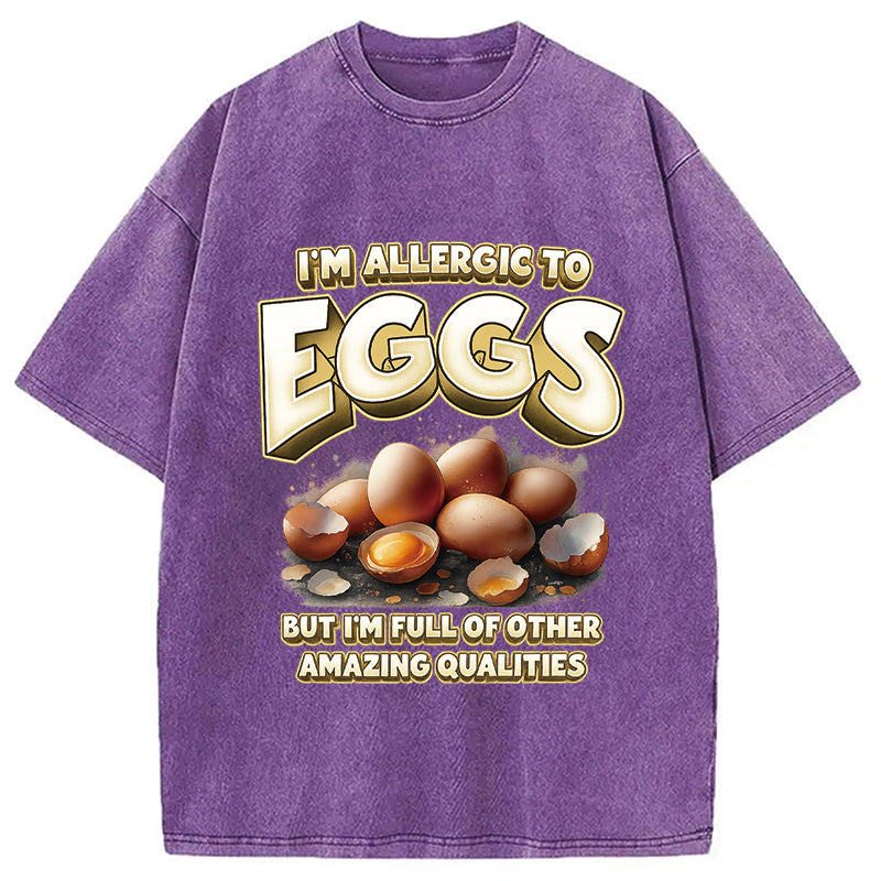 Egg Allergy Washed T-Shirt