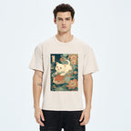 Unisex Cat And Koi Washed T-Shirt