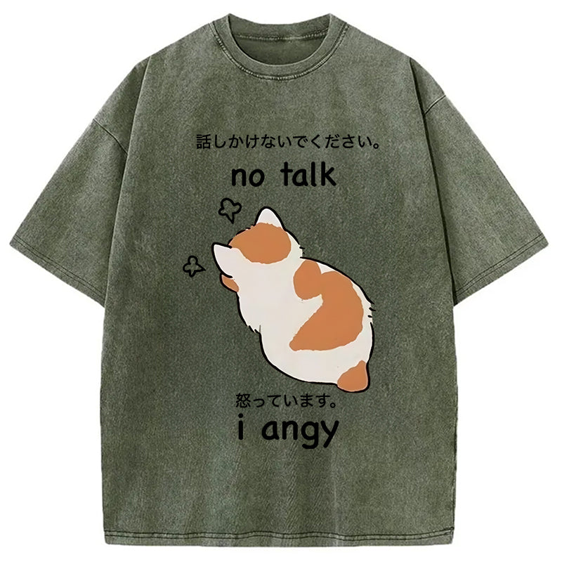 No Talk Me I'm Angy Cat Washed T-Shirt