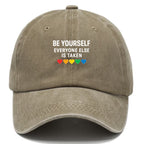 Inspirational Quote With Rainbow Hearts Washed Cap