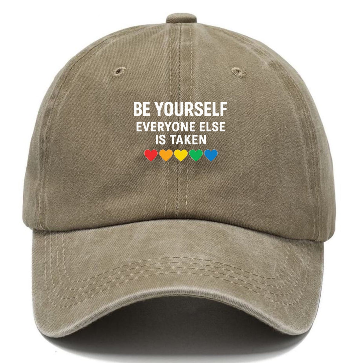 Inspirational Quote With Rainbow Hearts Washed Cap