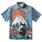 Mount Fuji Landscape With Cat Button-up Shirt
