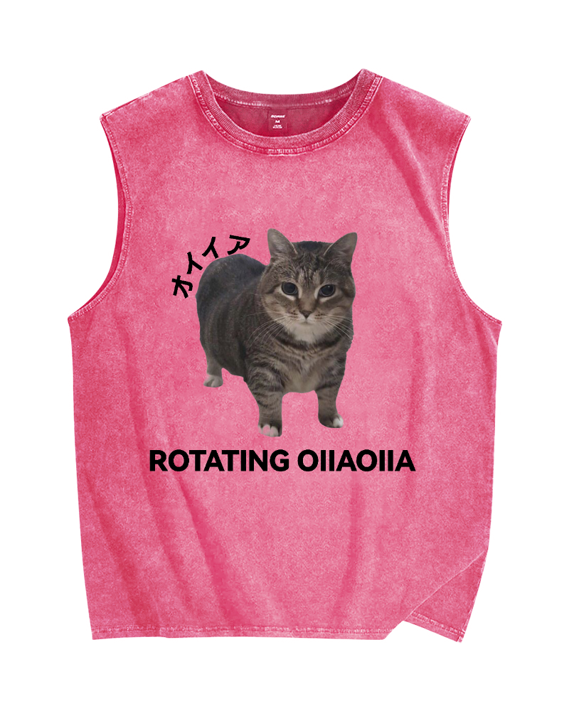 OIIA meme cat Vintage Distressed Washed Tank Top