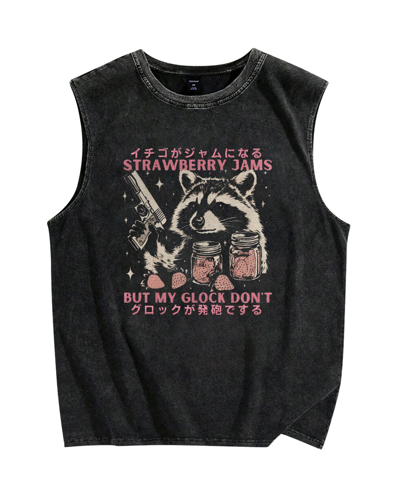 Strawberry Jam and Glock Vintage Distressed Washed Tank Top