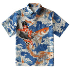 Sumo Wrestler Holding A Koi Button-up Shirt