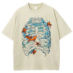 Fish & Wave Bone Art Vintage Cozy T Shirt