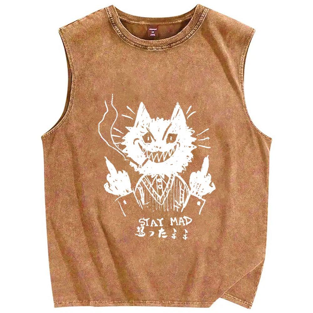 Stay Mad Vintage Distressed Washed Tank Top