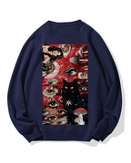 Psychedelic Black Cat Cotton Sweatshirt